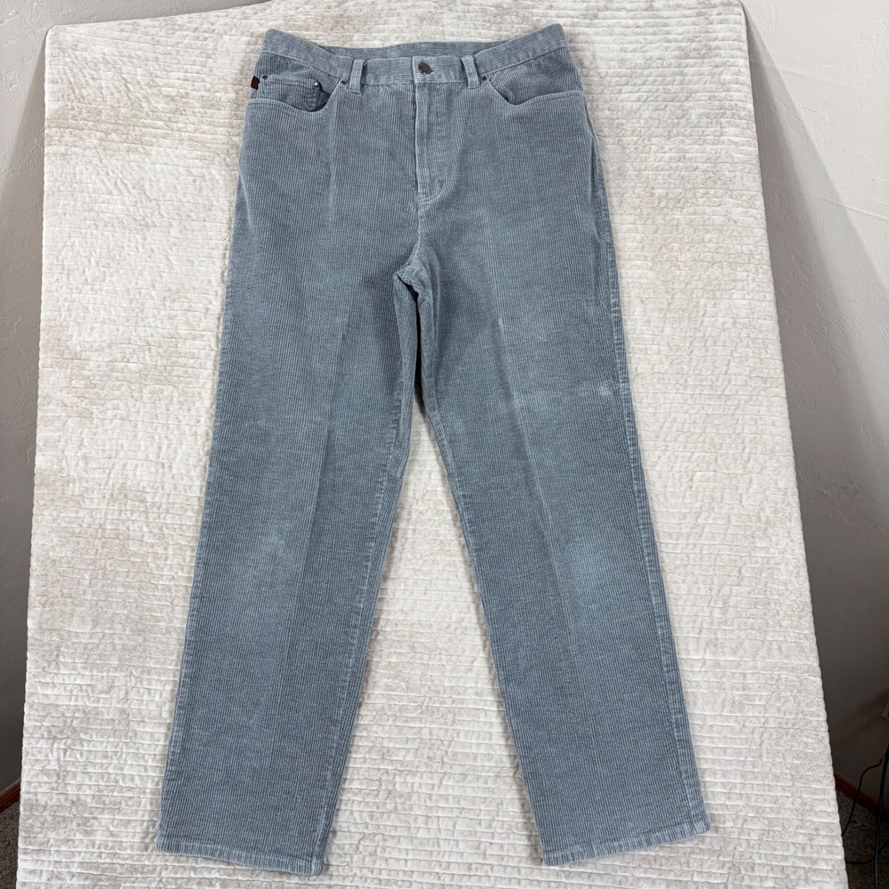 Lauren Ralph Lauren Gray Corduroy Straight Leg Pants Womens 14 High Rise Stretch